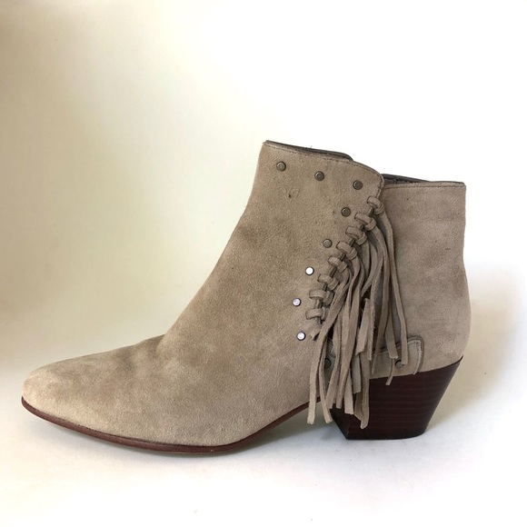 Sam Edelman Shoes - Sam Edelman tan suede fringe ankle boots size 7